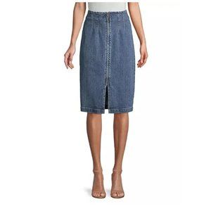 Rebecca Taylor La Vie Denim Midi Skirt Two Way Zip High Rise 28